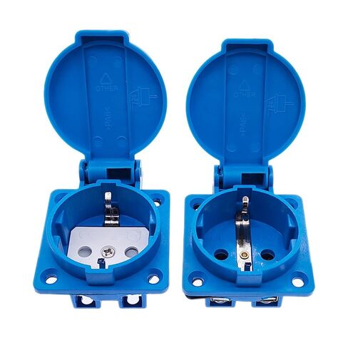 مقبس صناعي مقبس الاتحاد الأوروبي جسم اتصال نحاسي 1 قطعة (250 فولت أزرق EU02) in Kuwait