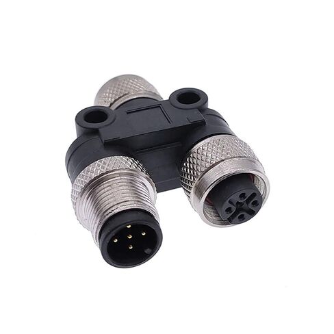 M12 Y على شكل موصل تحويل المكونات ذكر أنثى موصلات استشعار الأنابيب ثلاثية الاتجاه 1 قطعة (إدراج الذكور ، 4P) in Kuwait