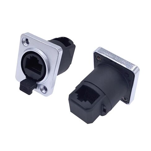 موصل شبكة RJ45 مع غطاء مطاطي IP65 8p8c D نوع لوحة جبل المقبس RJ45 موصل إيثرنت 1 قطعة (مستقيم) in Kuwait