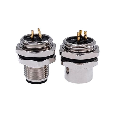 M1216 3 4 5 8 دبوس موصل الاستشعار تصاعد ثقب 16 مللي متر M12 شفة لوحة مقابس جبل خلفي اقتران ملولب ذكر أنثى M1216 1 قطعة (أنثى 5pin) in Kuwait