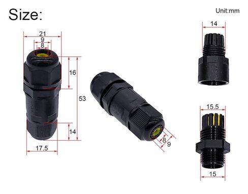 IP68 موصل 2pin محطة كهربائية محول كابل التوصيل في الهواء الطلق سلك الغدة كم موصلات 1 قطعة in Kuwait