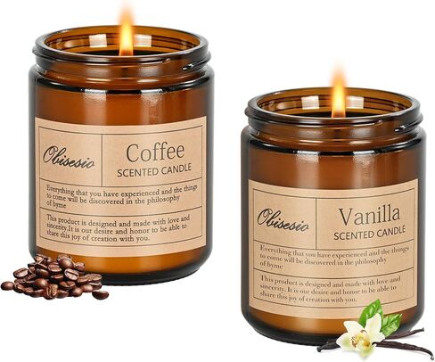 شموع معطرة، شموع معطرة للمنزل، 2 عبوة 14oz شمعة باث آند بودي وركس للنساء، هدية شمعة برطمان للعلاج العطري للمنزل (القهوة واللافندر) in Saudi Arabia