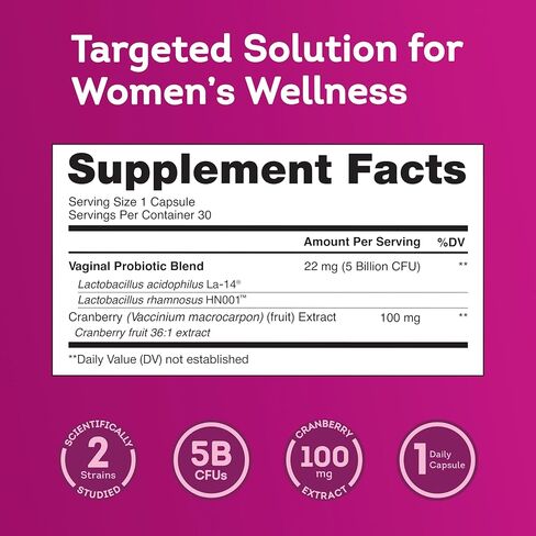 Florawell® Vaginal Probiotics for Women – pH Balance, Healthy Odour, UT & Intimate Health - Vaginal Health Supplement with Cranberry Extract - 30 Oral Capsules in Saudi Arabia