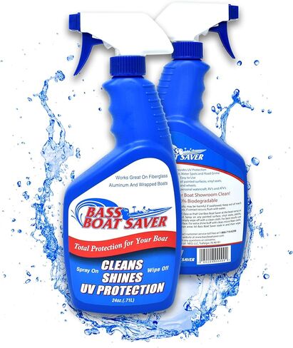 مجموعة كاملة لتفاصيل القارب من Bass Boat Saver، مزيل سريع لبقع المياه الصلبة مع حماية من الشمع عالي اللمعان من الأشعة فوق البنفسجية ومنظف شاشة السونار - زجاجتان رذاذ سعة 24 أونصة ومنظف شاشة 4.4 أونصة in Kuwait