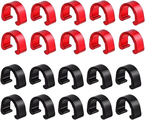 20Pcs Bicycle C-Clips Clamps, Aluminum Alloy Bike Housing Hose Guide Clamps, Road Bicycle Mountain Bike Brake and Shift Cables Fixed Clips Black Red Frame Buckle in Saudi Arabia
