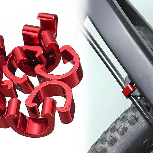 20Pcs Bicycle C-Clips Clamps, Aluminum Alloy Bike Housing Hose Guide Clamps, Road Bicycle Mountain Bike Brake and Shift Cables Fixed Clips Black Red Frame Buckle in Saudi Arabia