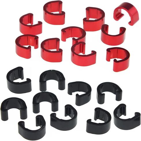 20Pcs Bicycle C-Clips Clamps, Aluminum Alloy Bike Housing Hose Guide Clamps, Road Bicycle Mountain Bike Brake and Shift Cables Fixed Clips Black Red Frame Buckle in Saudi Arabia