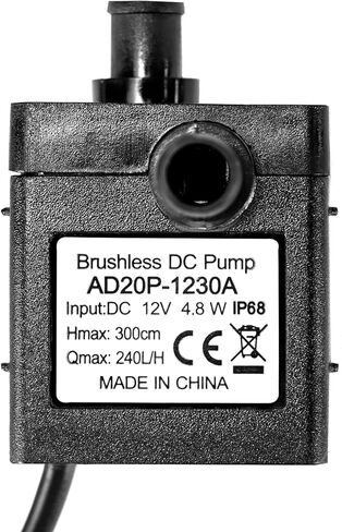 مضخة مياه QWORK 12V DC، محرك غاطس بدون فرش، فائق الهدوء، 240 لتر/ساعة، رأس 3m/9.8FT، مقاوم للماء، للبركة، حوض السمك، خزان الأسماك، والنافورة - عبوتان in Saudi Arabia