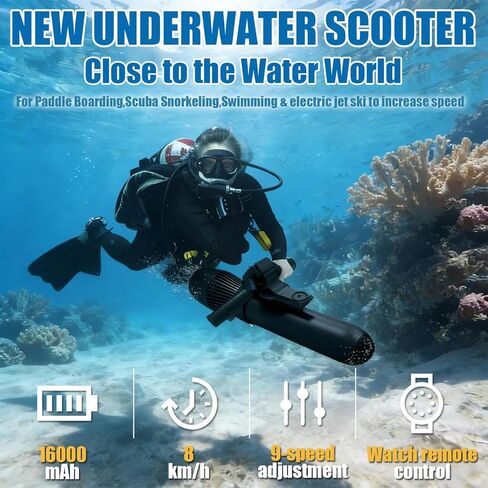 500W Underwater Scooter with Remote Control, 9 Speeds (3-8 km/h), 180min Battery Life, Removable Handle, Perfect for Snorkeling, Diving, Water Sports Enthusiasts in Saudi Arabia