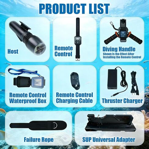 500W Underwater Scooter with Remote Control, 9 Speeds (3-8 km/h), 180min Battery Life, Removable Handle, Perfect for Snorkeling, Diving, Water Sports Enthusiasts in Saudi Arabia