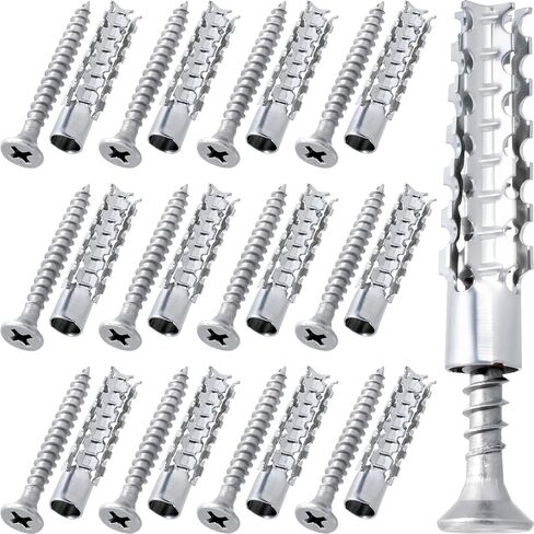 80 Pcs M6 Tree Shaped Steel Hollow Wall Anchor with Screws, Loose Hinge Hole Repair Kits, Metal Expansion Screws for Concrete, Drywall Anchors, Drywall Anchor Kit (0.24''×1.38'') in Saudi Arabia