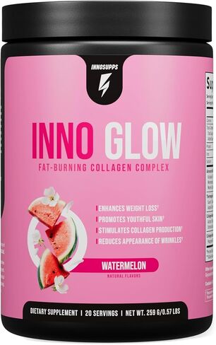 مسحوق ببتيدات الكولاجين المتعدد من InnoGlow لفقدان الوزن - حارق الدهون الحراري ومسحوق الكولاجين المضاد للشيخوخة للنساء - الشعر والبشرة والأظافر ودعم المفاصل - 20 وجبة (مارجريتا الفراولة) in Kuwait