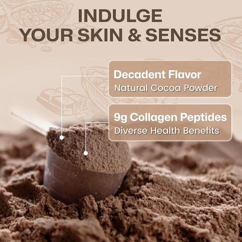 NATURE TARGET Chocolate Multi Collagen Peptides – Collagen Powder for Women with Vitamin C & Creatine, Supports Skin, Hair, Nails & Joint Health - Type I, II, III, V & X, Gluten Free, 35 Servings in Saudi Arabia