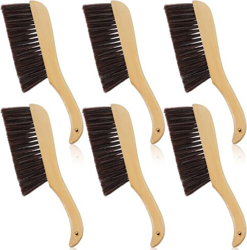 6 Pieces Wooden Hand Broom, Soft Bristle Dust Brush with Long Wood Handle, Cleaning Brush for Furniture, Car, Sofa, Bed, Fireplace, Bench, Counter, Clothes, Household Cleaning, Brown in Saudi Arabia