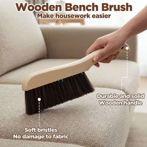 6 Pieces Wooden Hand Broom, Soft Bristle Dust Brush with Long Wood Handle, Cleaning Brush for Furniture, Car, Sofa, Bed, Fireplace, Bench, Counter, Clothes, Household Cleaning, Brown in Saudi Arabia