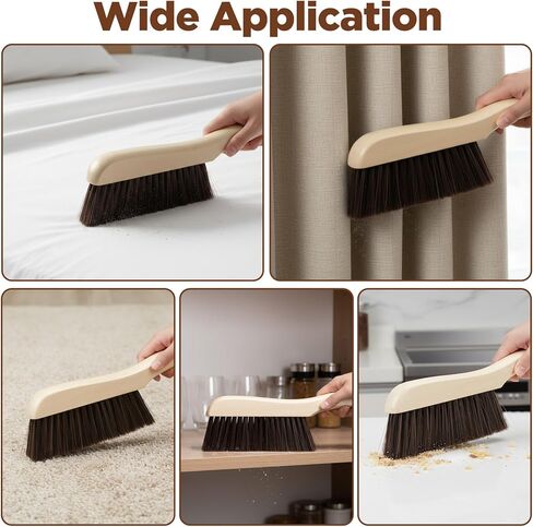 6 Pieces Wooden Hand Broom, Soft Bristle Dust Brush with Long Wood Handle, Cleaning Brush for Furniture, Car, Sofa, Bed, Fireplace, Bench, Counter, Clothes, Household Cleaning, Brown in Saudi Arabia