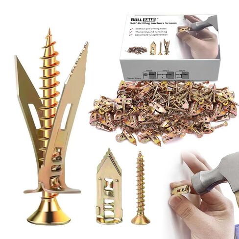Self-Drilling Drywall Anchors,Drywall Screws and Anchors,Dry Wall Anchors,Wall Anchors for Drywall and Door Hinge Repair Tool Easy for Fixing Garden Statues,Patio Furniture,Garden Decor(1.18IN,20pcs) in Saudi Arabia
