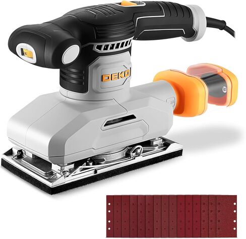 2.2 Amp 1/3 Sheet Palm Sander for Woodworking, Variable Speed up to 26,000 OPM, Corded Electric Sheet Finishing Sander with 15 pcs Sandpaper and Dust Box for Wood Polishing Sanding in Saudi Arabia