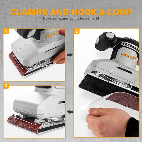 2.2 Amp 1/3 Sheet Palm Sander for Woodworking, Variable Speed up to 26,000 OPM, Corded Electric Sheet Finishing Sander with 15 pcs Sandpaper and Dust Box for Wood Polishing Sanding in Saudi Arabia