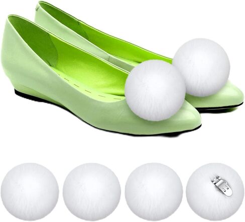 Dingion 4 Pcs Halloween Women Fluffy Shoe Clips Removable Faux Fur Pom Poms White Ball Shoe Clips Clutch for woman Costume in Saudi Arabia