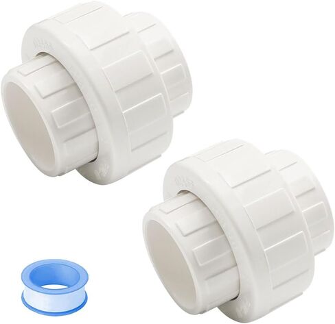 2PCS 1-1/2 Inch PVC Union Coupling Pipe Fittings with EPDM O-Ring Socket to Socket 1.5" PVC Union Pipe Adapter Connector HE065-1-1/2 in Kuwait