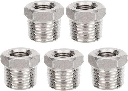 5pcs 1/2" NPT Male to 1/4" NPT Female Hex Bushing Reducers, Stainless Steel Hex Bushing Reducer Heavy-Duty Pipe Fitting Adapter for Plumbing & Hydraulic Applications in Saudi Arabia