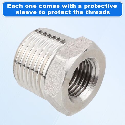5pcs 1/2" NPT Male to 1/4" NPT Female Hex Bushing Reducers, Stainless Steel Hex Bushing Reducer Heavy-Duty Pipe Fitting Adapter for Plumbing & Hydraulic Applications in Saudi Arabia