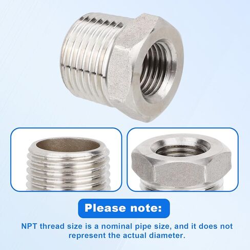 5pcs 1/2" NPT Male to 1/4" NPT Female Hex Bushing Reducers, Stainless Steel Hex Bushing Reducer Heavy-Duty Pipe Fitting Adapter for Plumbing & Hydraulic Applications in Saudi Arabia
