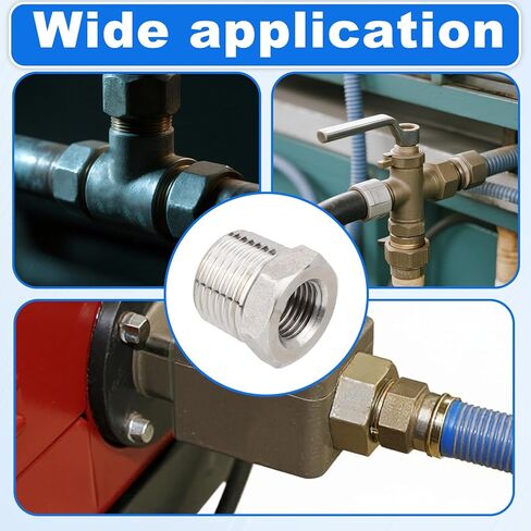 5pcs 1/2" NPT Male to 1/4" NPT Female Hex Bushing Reducers, Stainless Steel Hex Bushing Reducer Heavy-Duty Pipe Fitting Adapter for Plumbing & Hydraulic Applications in Saudi Arabia