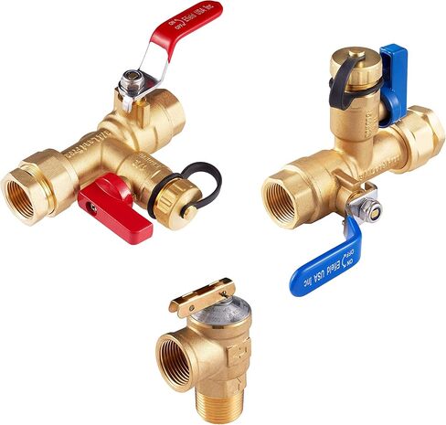 3/4 inch EFIELD IPS Isolator Tankless Water Heater Service Valve Kit, with Pressure Relief Valve,(TOOL028) in Saudi Arabia