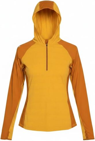 Club Ride Apparel Women's Sola Sun Shirt - Long Sleeve Cycling Jersey with Stowable Hood - Amber Yellow - Medium in Saudi Arabia