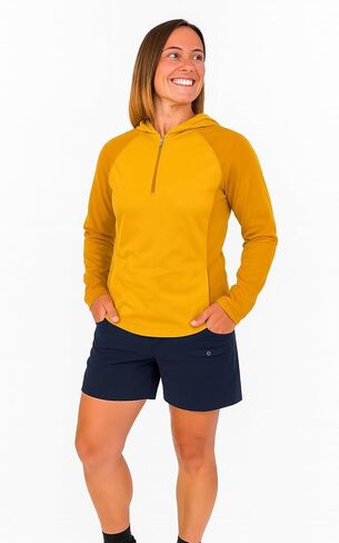 Club Ride Apparel Women's Sola Sun Shirt - Long Sleeve Cycling Jersey with Stowable Hood - Amber Yellow - Medium in Saudi Arabia