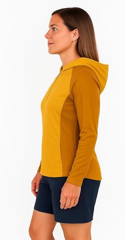Club Ride Apparel Women's Sola Sun Shirt - Long Sleeve Cycling Jersey with Stowable Hood - Amber Yellow - Medium in Saudi Arabia