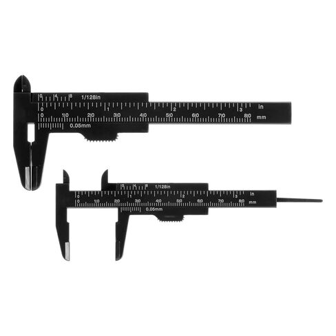 10pcs Mini Plastic Vernier Caliper 80mm/3 Inch Double Scale Metric Inch Sliding Gauge Measuring Tool Ruler for Inside Outside Depth Measuring, Black in Saudi Arabia