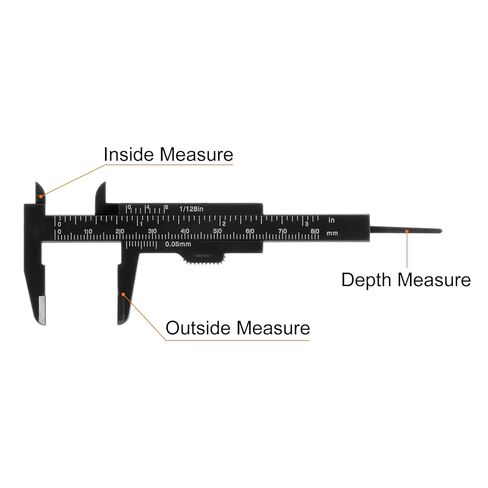 10pcs Mini Plastic Vernier Caliper 80mm/3 Inch Double Scale Metric Inch Sliding Gauge Measuring Tool Ruler for Inside Outside Depth Measuring, Black in Saudi Arabia
