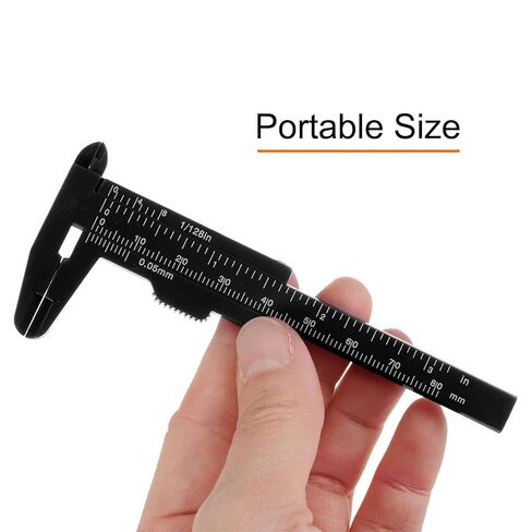 10pcs Mini Plastic Vernier Caliper 80mm/3 Inch Double Scale Metric Inch Sliding Gauge Measuring Tool Ruler for Inside Outside Depth Measuring, Black in Saudi Arabia