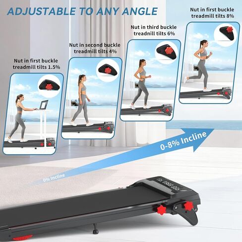 وسادة المشي مع شريط المقبض والميل، جهاز مشي 3 في 1 تحت المكتب مع وضع المشي لمسافات طويلة، وسادة مشي منخفضة الضوضاء بقوة 2.5 حصان مع جهاز تحكم عن بعد، أجهزة مشي محمولة للمكتب المنزلي، شاشة LED in Kuwait