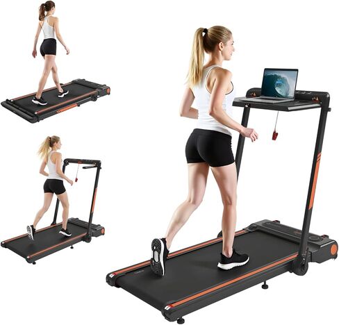 Foldable Treadmill with Incline, Removable Walking Pad with Desk Workstation, 4 in 1 3.5 HP Compact Folding Small Walking Treadmill, 300 Lbs Capacity for Home Office in Saudi Arabia