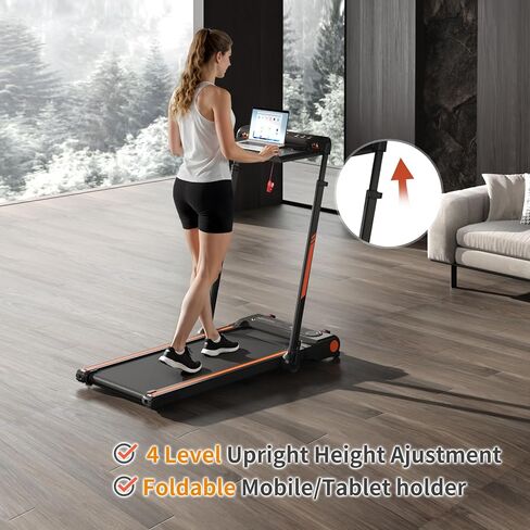Foldable Treadmill with Incline, Removable Walking Pad with Desk Workstation, 4 in 1 3.5 HP Compact Folding Small Walking Treadmill, 300 Lbs Capacity for Home Office in Saudi Arabia