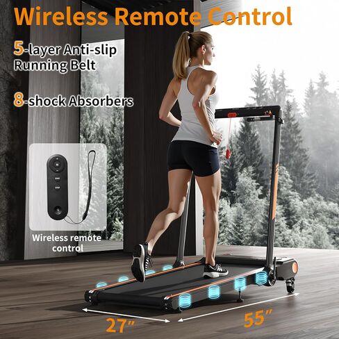 Foldable Treadmill with Incline, Removable Walking Pad with Desk Workstation, 4 in 1 3.5 HP Compact Folding Small Walking Treadmill, 300 Lbs Capacity for Home Office in Saudi Arabia