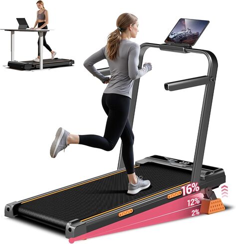 16% Incline Walking Pad Treadmills for Home Small, 4-in-1 Under Desk Treadmill with Handles in Kuwait