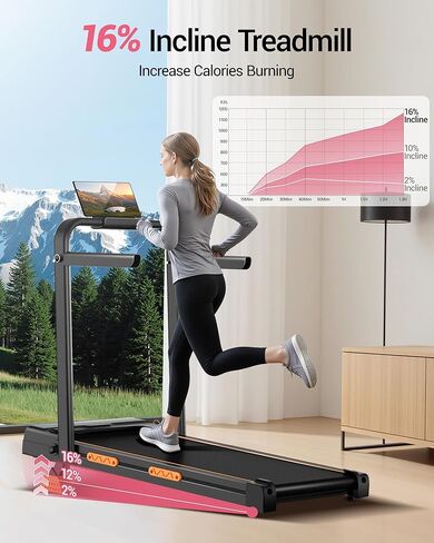 16% Incline Walking Pad Treadmills for Home Small, 4-in-1 Under Desk Treadmill with Handles in Kuwait