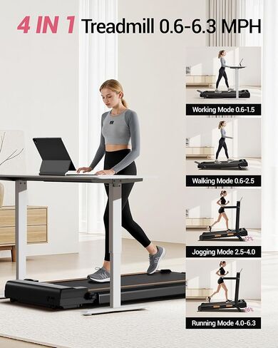 16% Incline Walking Pad Treadmills for Home Small, 4-in-1 Under Desk Treadmill with Handles in Kuwait
