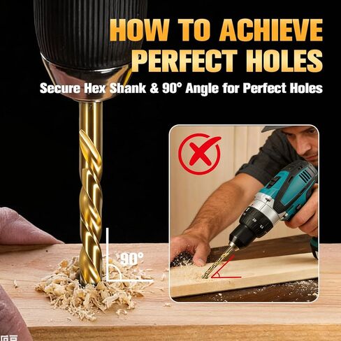 10Pcs Hex Shank HSS-G Brad Point Wood Drill Bit Set, Double Flute for Fast Drilling, Professional for Hardwood, Softwood & Plywood, Metric Sizes (3-10mm) with Storage Case in Kuwait