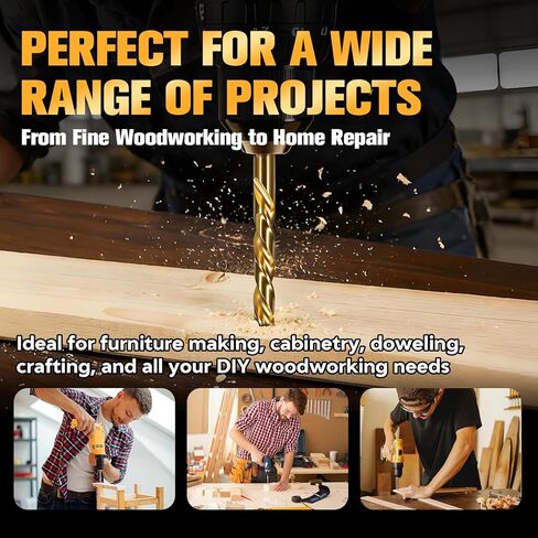 10Pcs Hex Shank HSS-G Brad Point Wood Drill Bit Set, Double Flute for Fast Drilling, Professional for Hardwood, Softwood & Plywood, Metric Sizes (3-10mm) with Storage Case in Kuwait