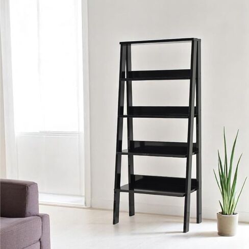 5 Tier Modern Ladder Bookshelf Organizers, Wood Frame Bookshelf for Small Spaces in Your Living Rooms, Office Furniture Bookcase in Saudi Arabia