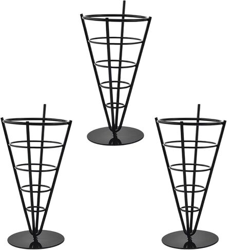 DOITOOL French Fries Holder 3-Piece Metal Snack Serving Basket Set French Fry Cone Stand and Fried Chicken Display Rack for Kitchen Restaurant Party Use 9.05X4.17X10.98In in Saudi Arabia