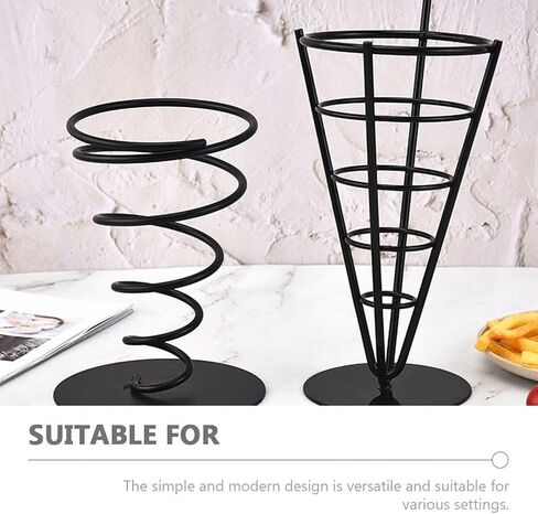 DOITOOL French Fries Holder 3-Piece Metal Snack Serving Basket Set French Fry Cone Stand and Fried Chicken Display Rack for Kitchen Restaurant Party Use 9.05X4.17X10.98In in Saudi Arabia