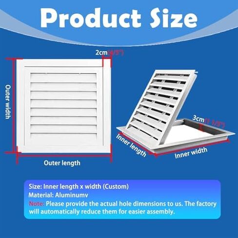 لوحة وصول من الألومنيوم قابلة للتخصيص - باب فحص أبيض قوي للسباكة والأسلاك (8 × 12/20 × 30 سم) - غطاء فتحة خدمة معززة للكابلات والأسلاك in Kuwait