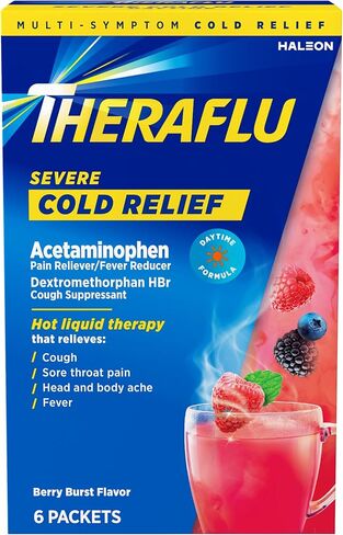 مسحوق تخفيف البرد الشديد أثناء النهار من ثيرافلو، نكهة التوت، 6 قطع in Kuwait